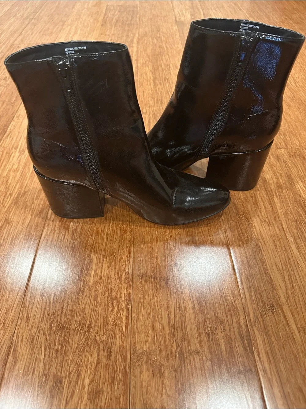 Madden Girl Black Patent Block Heel Ankle Boots